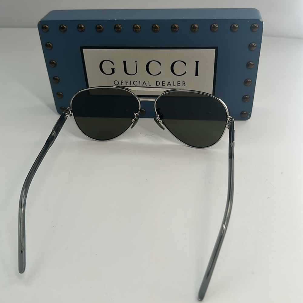 💯- New Authentic Gucci™ GG1163S 002 60 - Silver/Gray Sunglasses - Picture 11 of 14